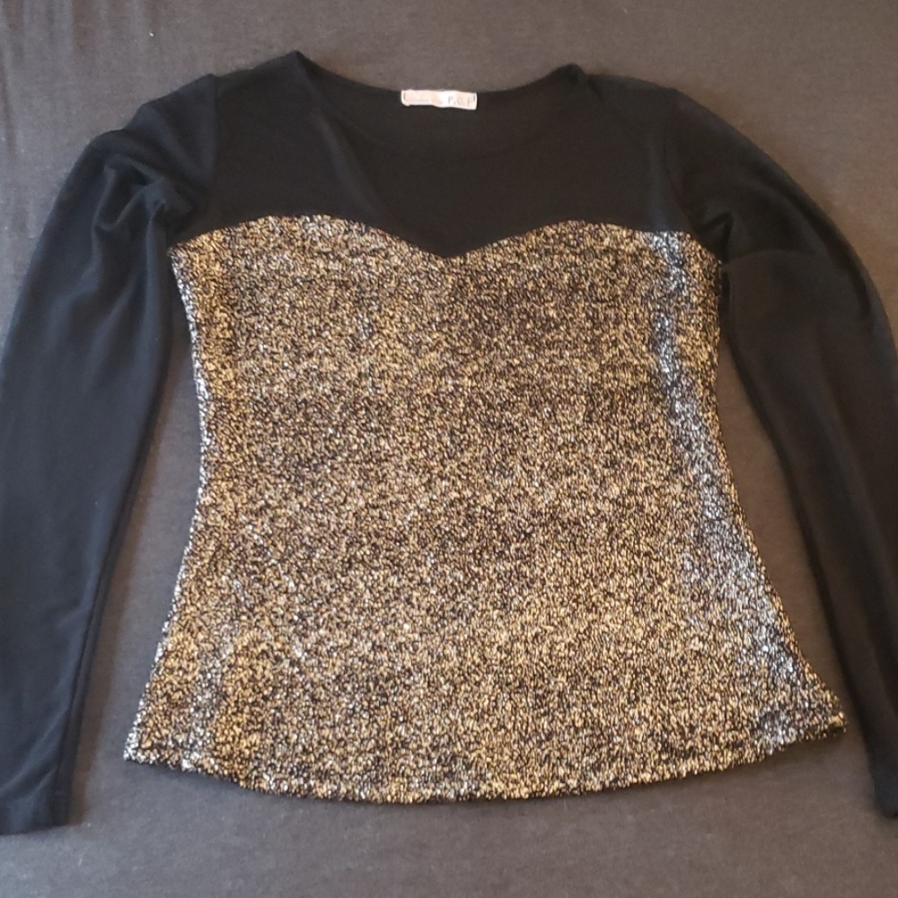 Long Sleeve Mesh Top, Size Small